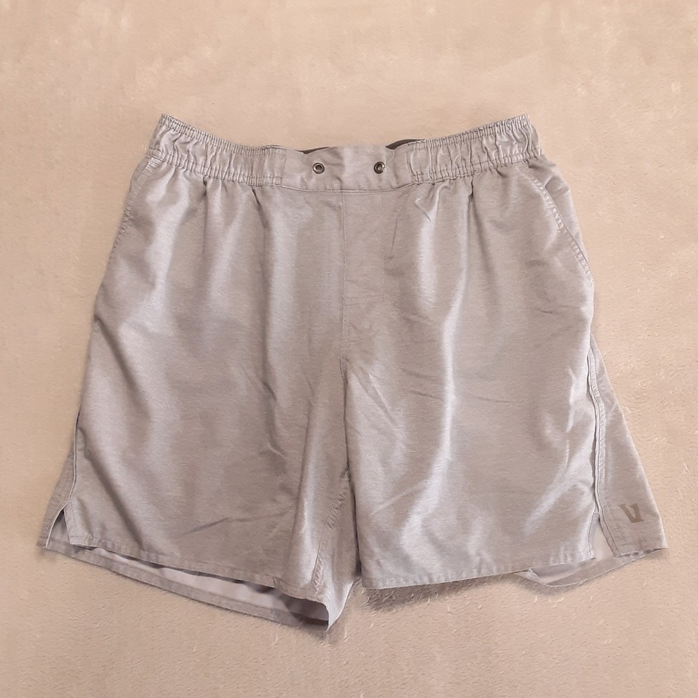Vuori Mens Lined Athletic Shorts Medium Solid Light Gray Heather 6" Inseam
